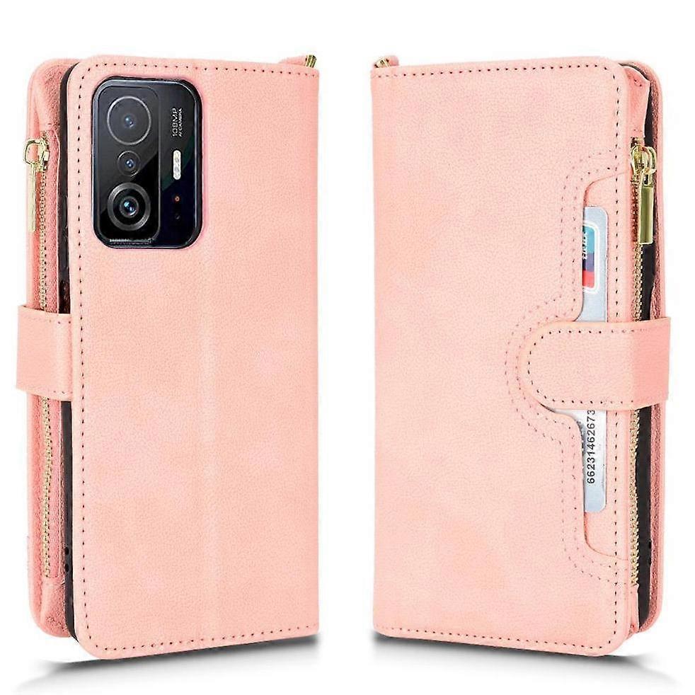 Wallet Case for Xiaomi 11T/11T PRO 5G PU Leather Cover Card Slots Zipper Kickstand Strap