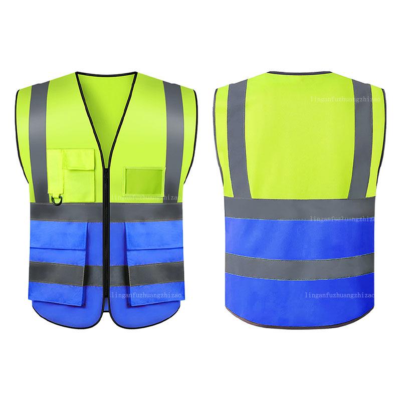Multi-Pocket Reflective Vest for Sanitation & Construction with Printing