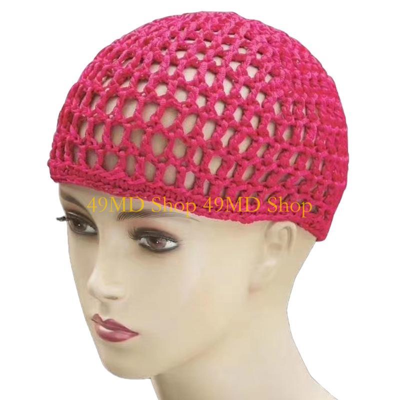 49MD Simple Hollowout Skull Hat Crochet Hair Net Hat For Women Teens Knit Turban Hat