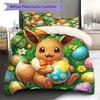 Cute Easter Egg Pattern Bedding Quilt Set Quilt Cover Pillowcase Home Decoration Birthday Gift (1 * Duvet Cover + 2 * Pillowcase, Without Core)
