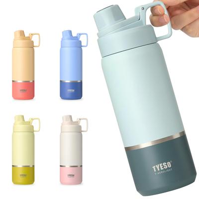 TYESO 750ml Vacuum Insulated Thermos Bottle for Carbonated Stainless Keeps Drinks Removable Mouthpiece for Easy Suitable for Carbonated and Sports