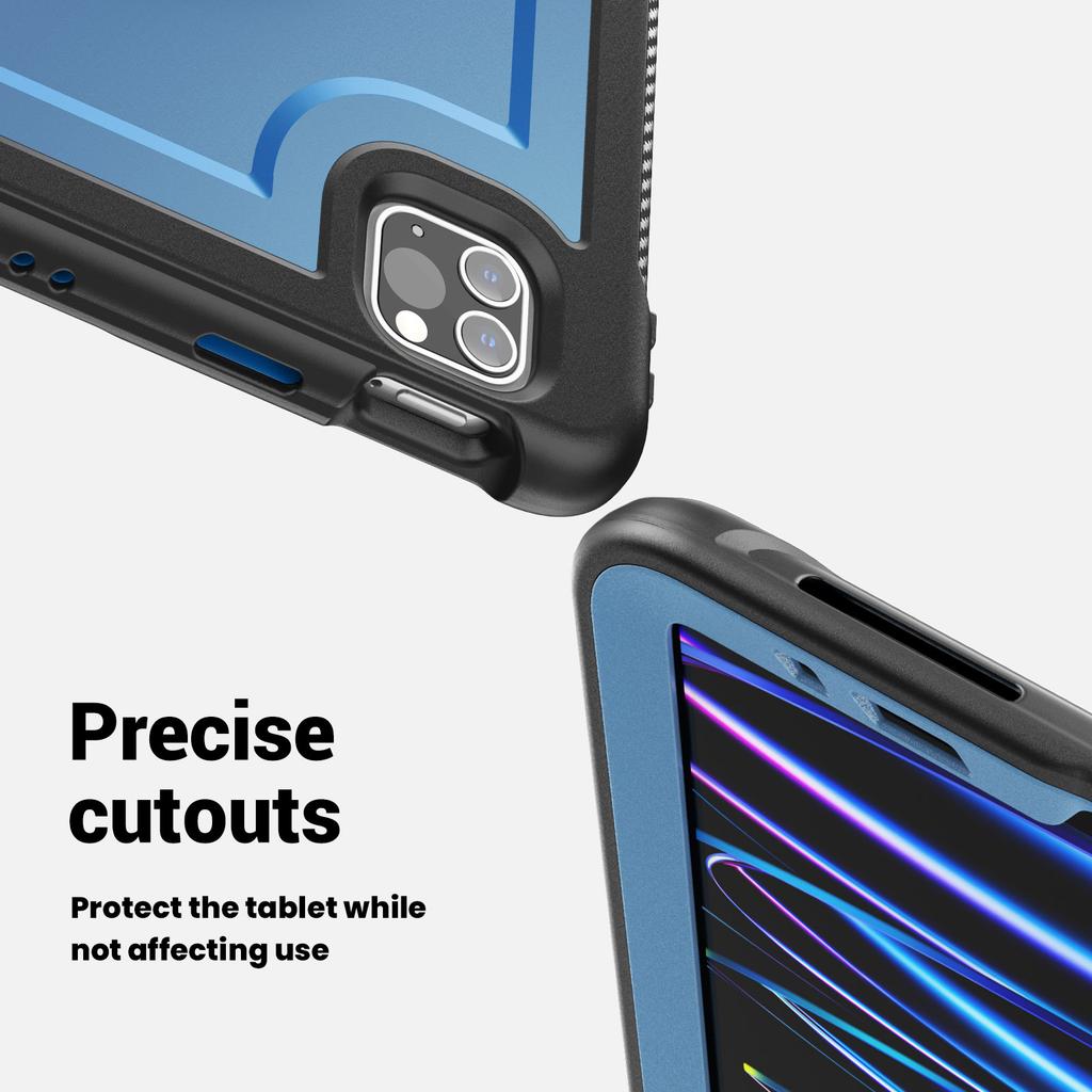 Tablet Case For iPad Air (2022)/(2020)/Pro 11 (2022)/(2021)/(2020)/(2018) Kickstand PC + TPE Cover with Hand Strap