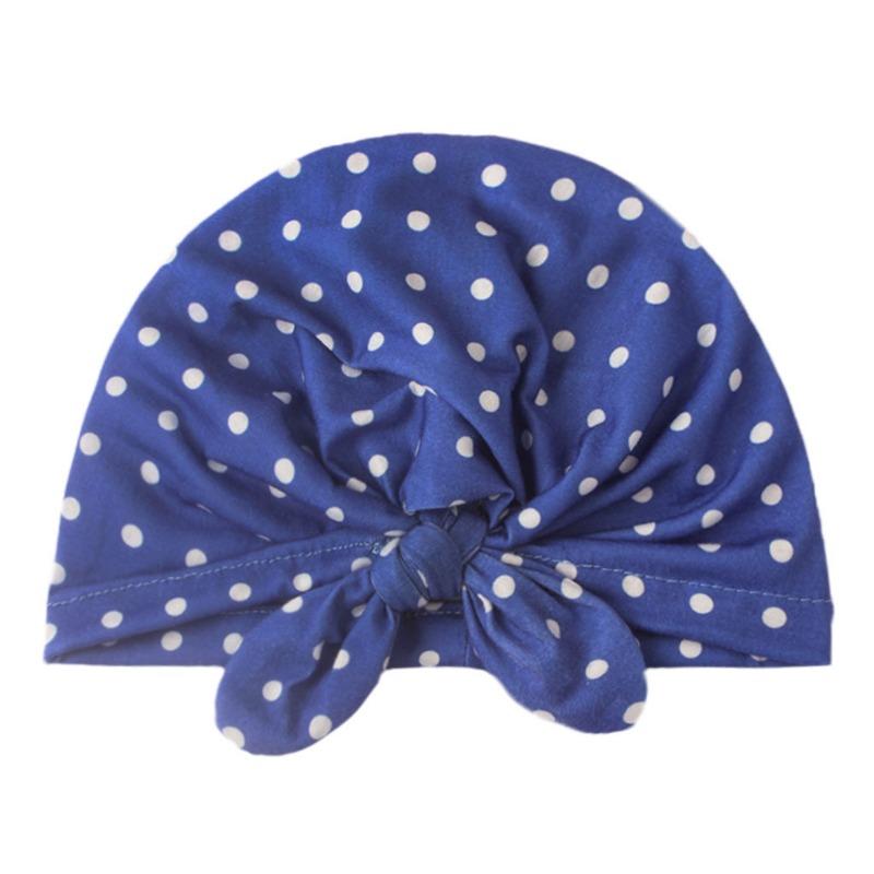 Spring and summer new solid color polka dot baby hat, cute rabbit ears breathable Indian knotted baby fetus