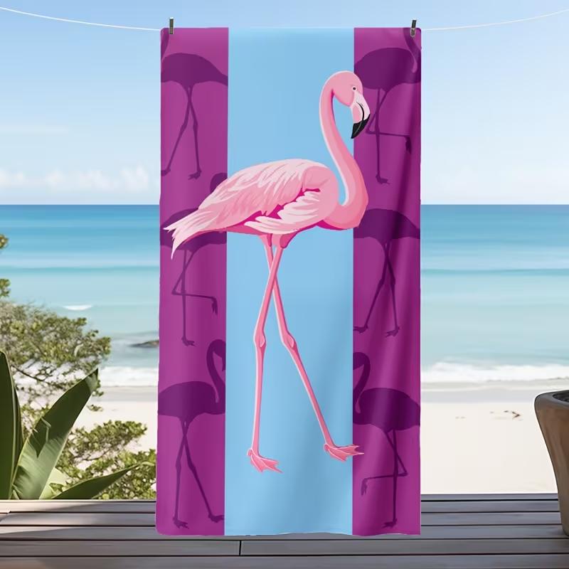 Rosa Flamingo Print Strandtuch Tropischer Sommer Übergröße Vogel Stranddecke Schnelltrocknend Leicht Saugfähig Handtuch für Strand
