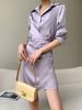 Anyan Purple Long Sleeved Shirt Dress Women's Spring New Collection Waist Cinching and Slimming Short Style Hip Hugging Skirt