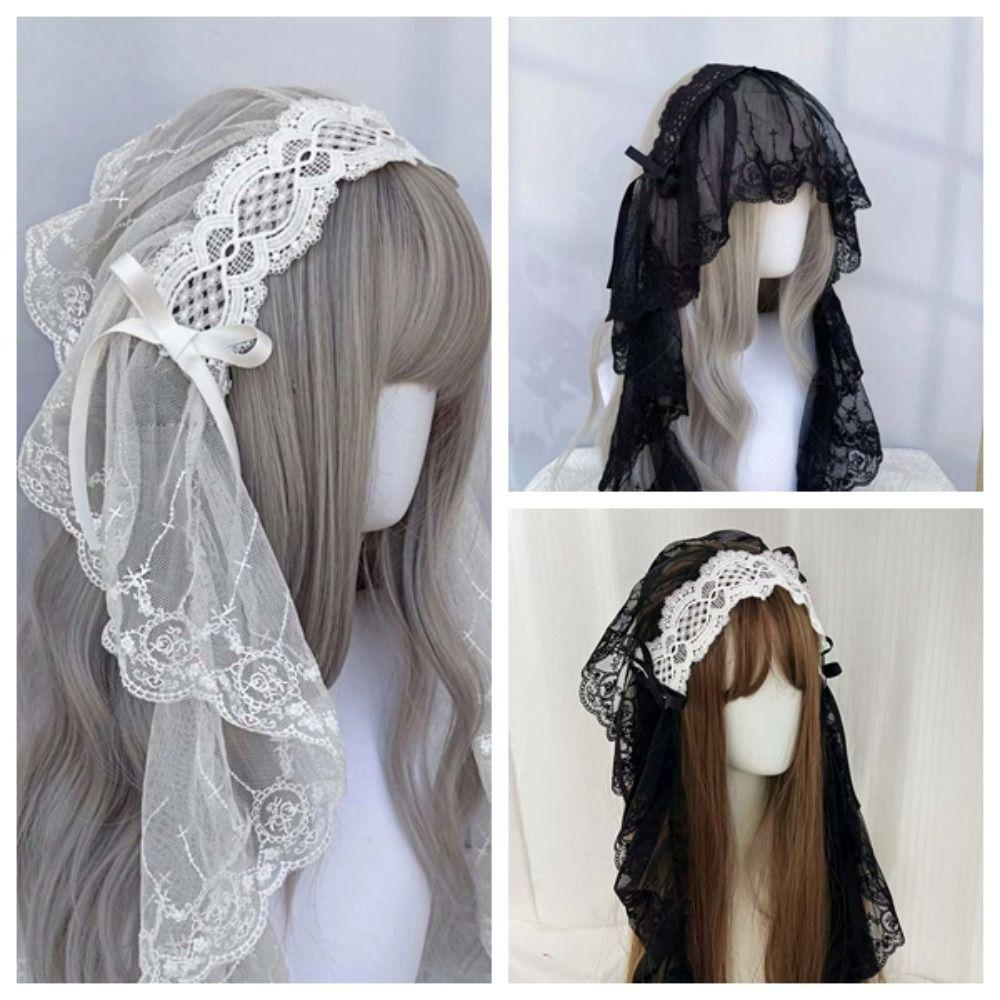 Schwarz / Weiß Spitze Schleife Haarband Gothic Stil Lolita Mädchen Stirnband Lolita Kopfschmuck Party