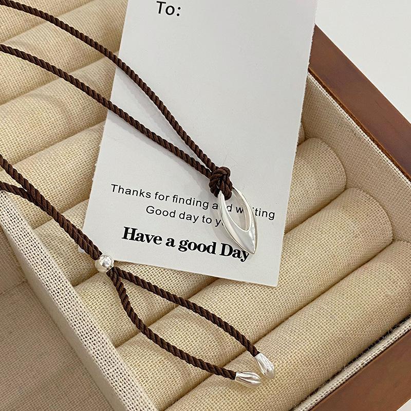 

Персонализированное овальное ожерелье-капелька, женская мода, плетеный шнур, растягиваемая цепочка для ожерелья