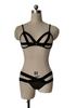Hollow-Out European & American Style Lingerie: Sexy Strappy Three-Piece See-Through Temptation Set