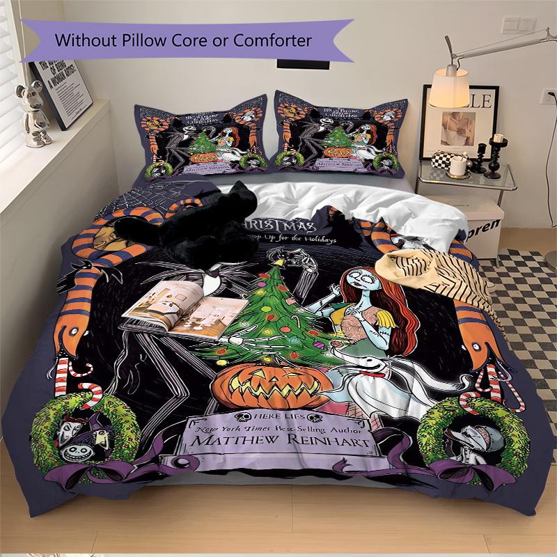 3pcs Tim Burton's the Nightmare Before Christmas Print Cover Set Ultra Soft, Breathable, and Comfortable Bedding with Stylish Design for Bed