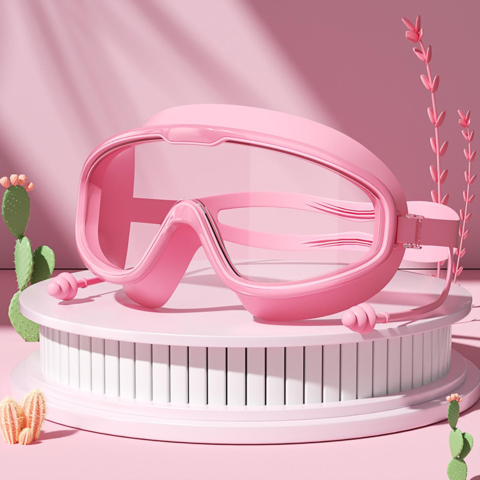 

Плавательные очки с большой оправой HD Водонепроницаемые и -запотевающие Мужские и женские плавательные очки Цельные беруши Силиконовые Детские Глаза One Size