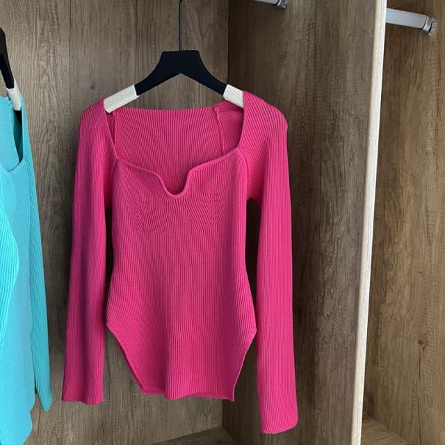 

Women s Stretchy Off-Shoulder Knit Sweater Irregular Sexy Low-Cut Top Long Sleeve Knitted Pullover Tops Black White Jumper XL рожевий червоний колір