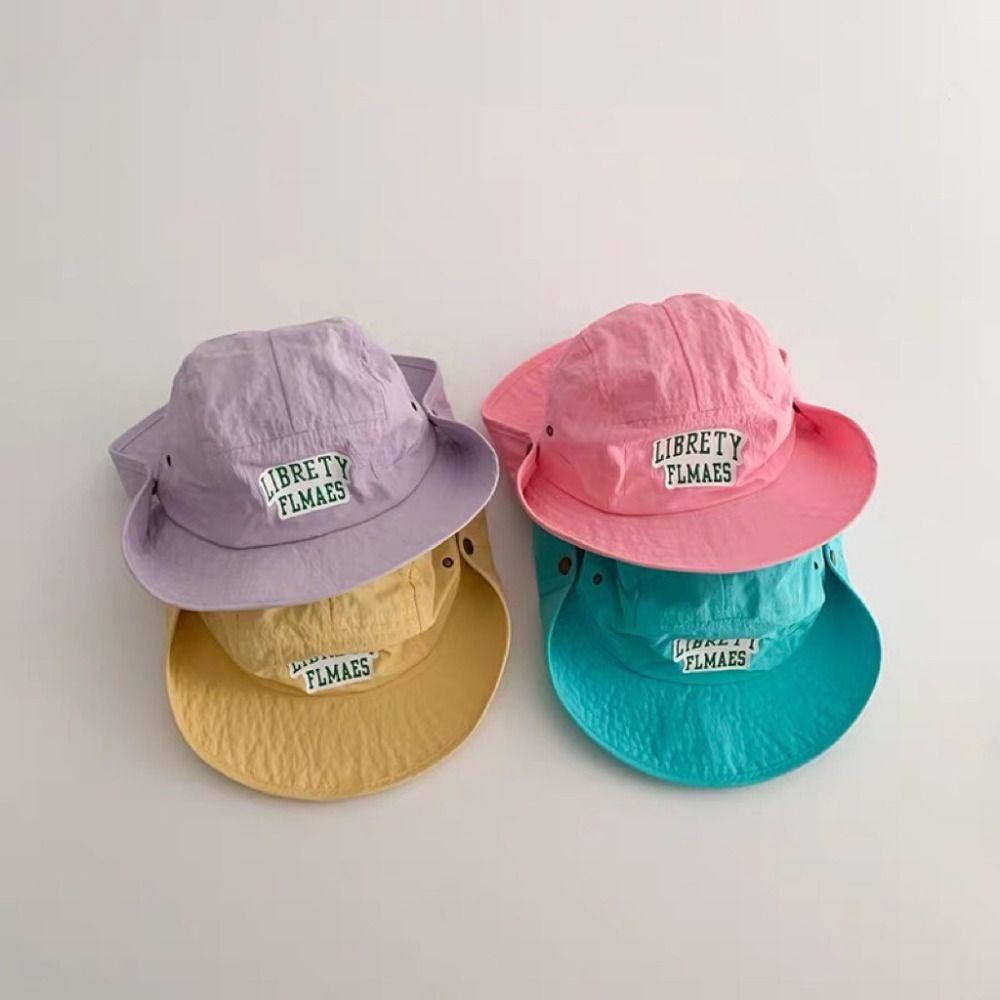 

Korean Style Summer Kid Sunhat Letter Embroidery Children s Fisherman Hat Baby фіолетовий