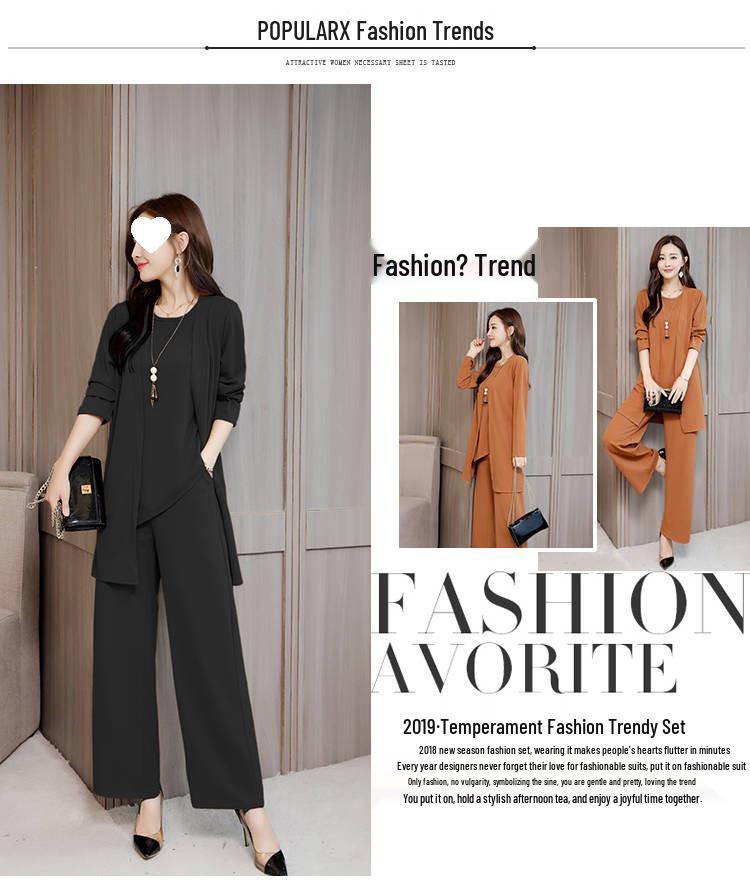 Costume Élégant pour Femme - Pantalon Large Noir - Ensemble Trois Pièces - Automne/Hiver 2025