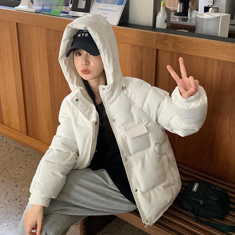 Autumn and Winter New Bread Coat Padded Loose Fashion Hooded Tooling Wind Short Cotton-padded Jacket.