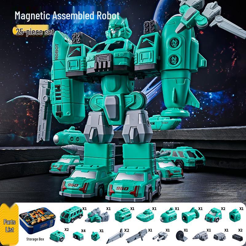 Детская 3D Магнитная Трансформирующаяся Робот-Машина Игрушка - Универсальная Модель Воина
