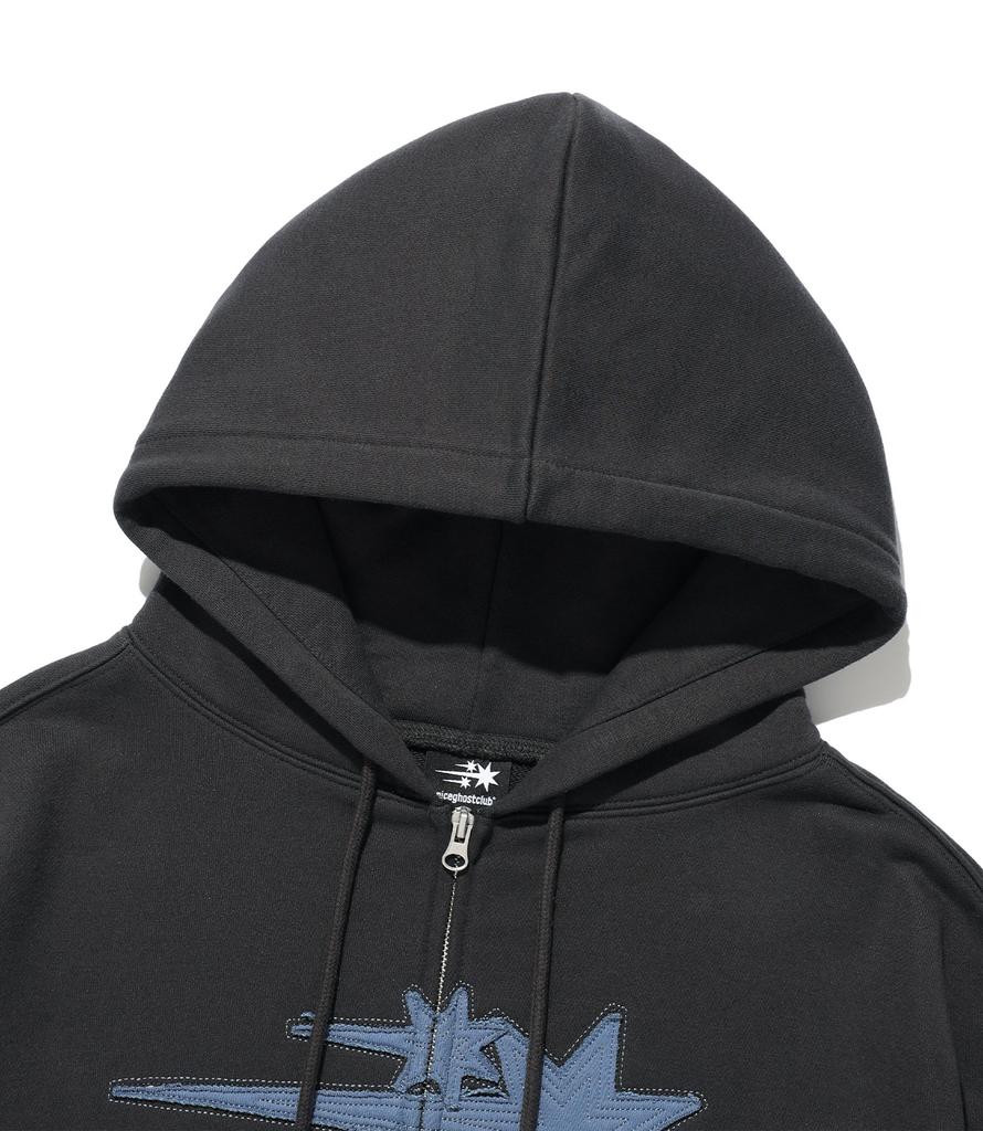 NICEGHOSTCLUB 3Star Applique Hoodie Zip Up_Charcoal(Ng2Gsum490A)