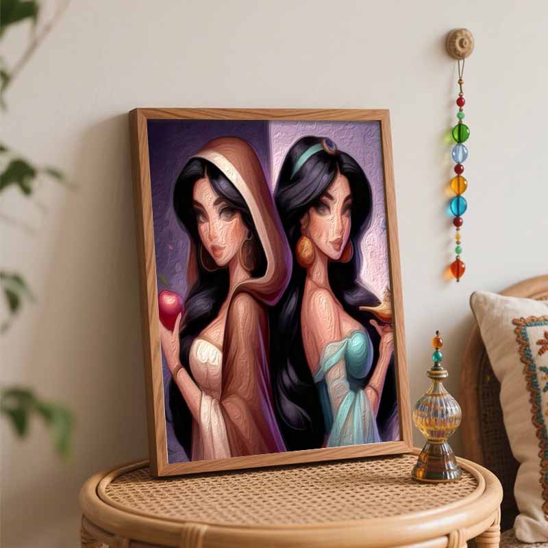 Disney Princess Jasmine Oil Painting Kit, Home Decor Handmade Gift for Art Lovers, DIY Painting by Numbers, Wall Art Decor Craft