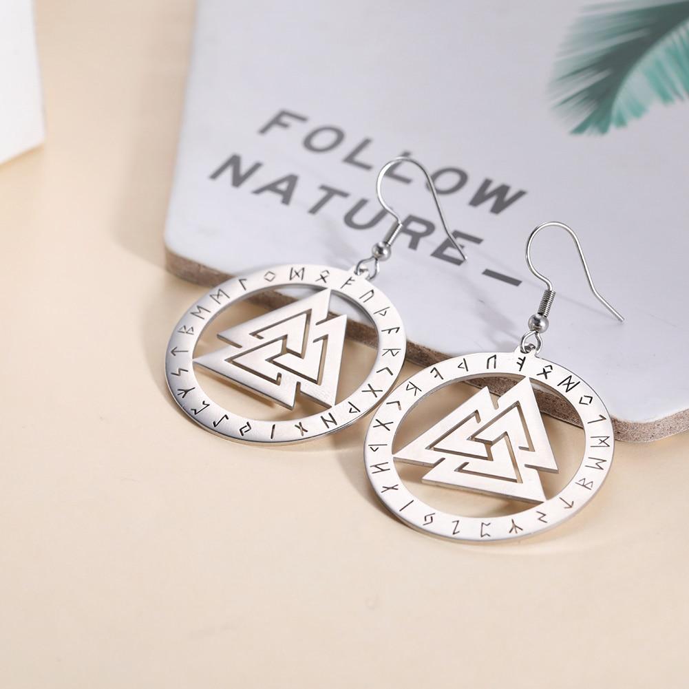 Orecchini pendenti vintage vichinghi Valknut rune amuleto scandinavo acciaio inossidabile talismano pagano orecchini pendenti gioielli