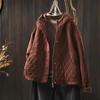 Chaqueta de Algodón con Capucha Acolchada de Diamantes para Mujer - Petite, Holgada, Informal, Ligera, Tendencia Invierno 2025
