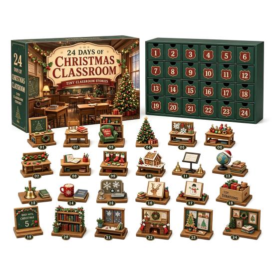Weihnachtsgeschenk für Kinder 2026 Berufe Adventskalender, 24-Tage Countdown-Box mit Mini Berufs-Schreibtisch-Display Sammlerfiguren, Gemeinschaft