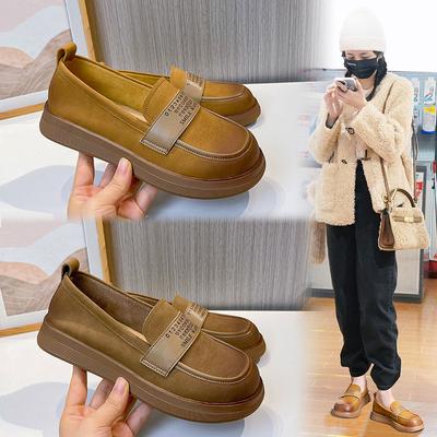 Leder Single Shoes Damen 2026 Frühling Retro Ein-Pedal Mode Schuhe Damen Flache Schuhe Damen