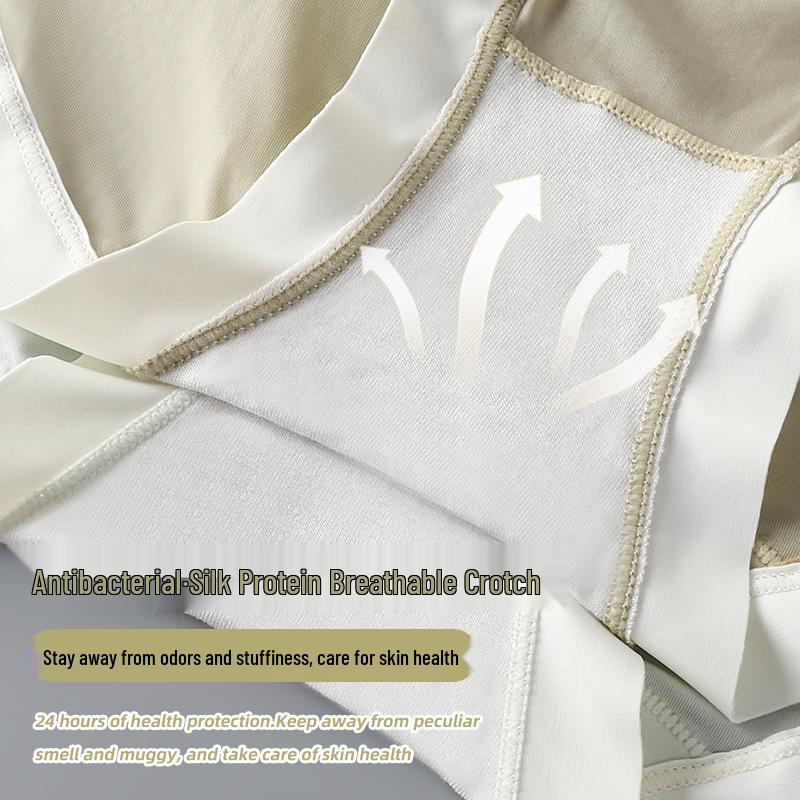 Women's Summer Seamless Ice Silk Mid-Waist Briefs - Ultra-thin, Breathable, with Silk Protein Crotch