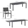 Garden Furniture Set in Aluminium and Textilene Extendable Table 8/12 People 12 Stackable Chairs Grey