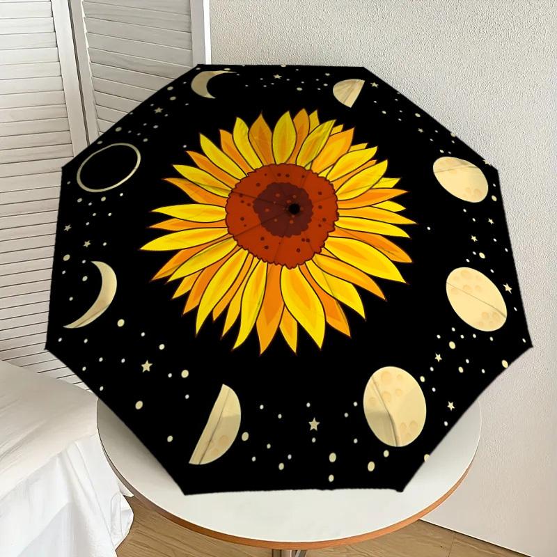 

1pc Sunflower Moon Phases Night Sky Umbrella with Plastic Handle,Suitable for All Seasons Home Travel Outdoor UmbrellaDD1053