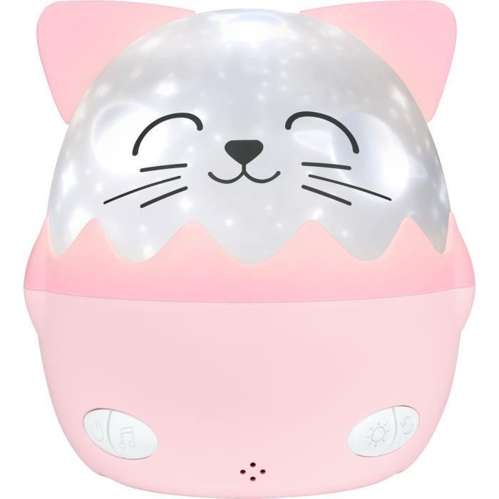 Wireless Musical Night Light - BIGBEN - Cat - 360° Projection - 13 Films - 8 Melodies - Remote Control - USB-C Battery