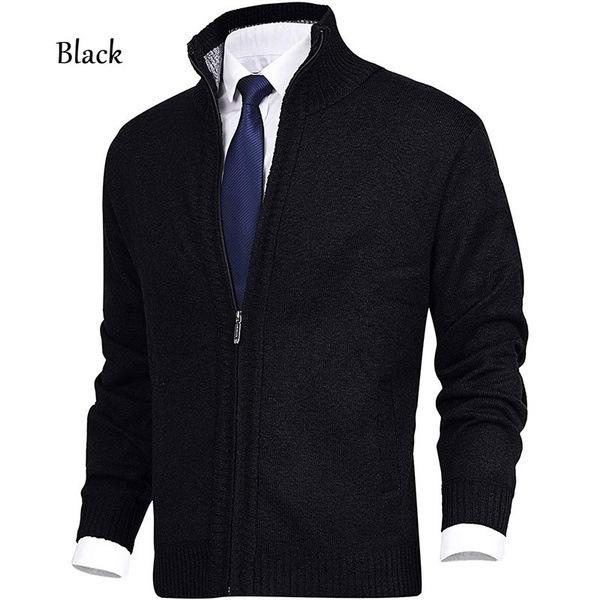 New Arrival Men's Solid Color Stand Collar Fashion Cardigan Sweater Knitted Jacket Plus Size Sweater Men Autumn/winter)