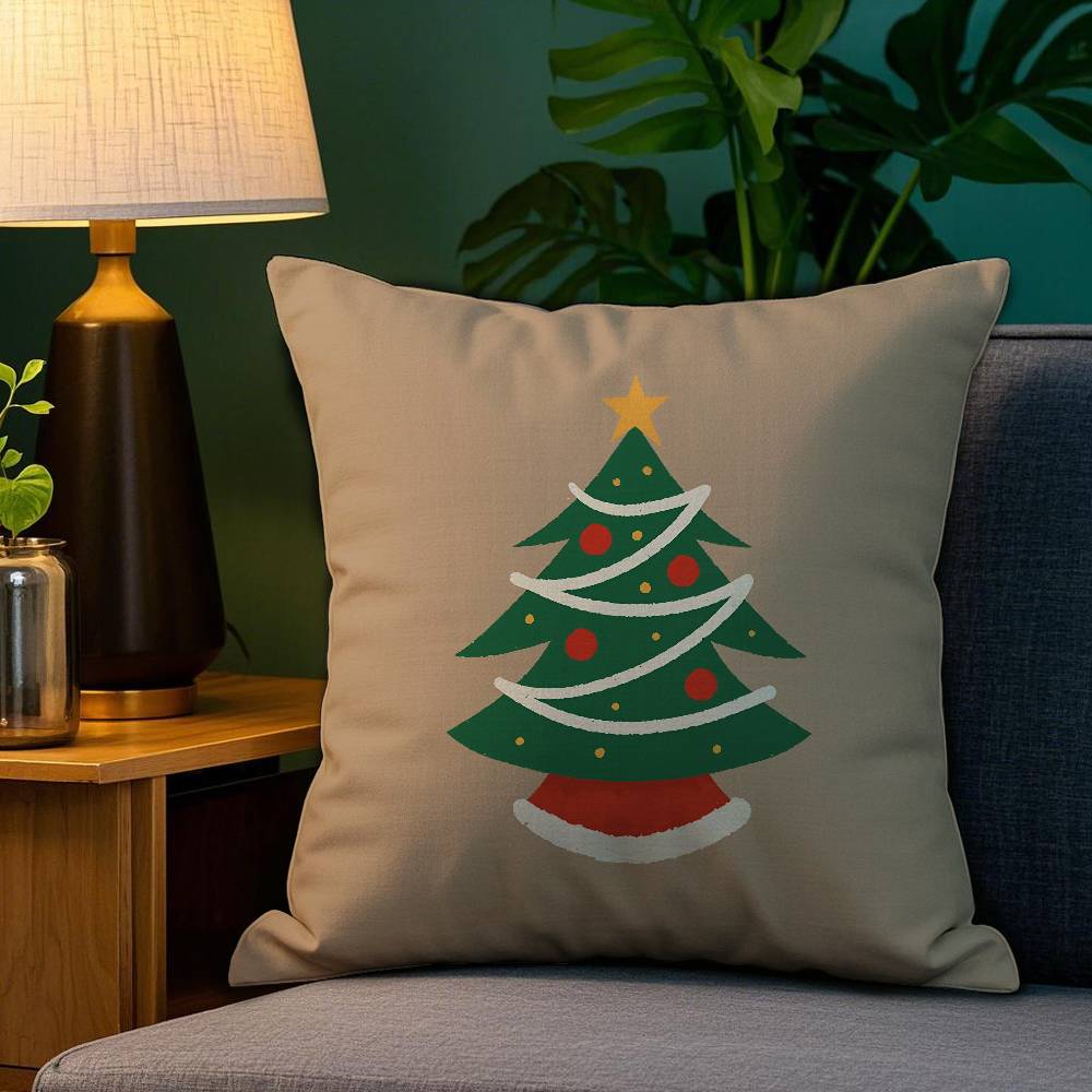Christmas Hat and Balls Pillow Case Sofa Living Room Bedroom Double-sided Printing Square Cushion Nap Time Cushion Cover