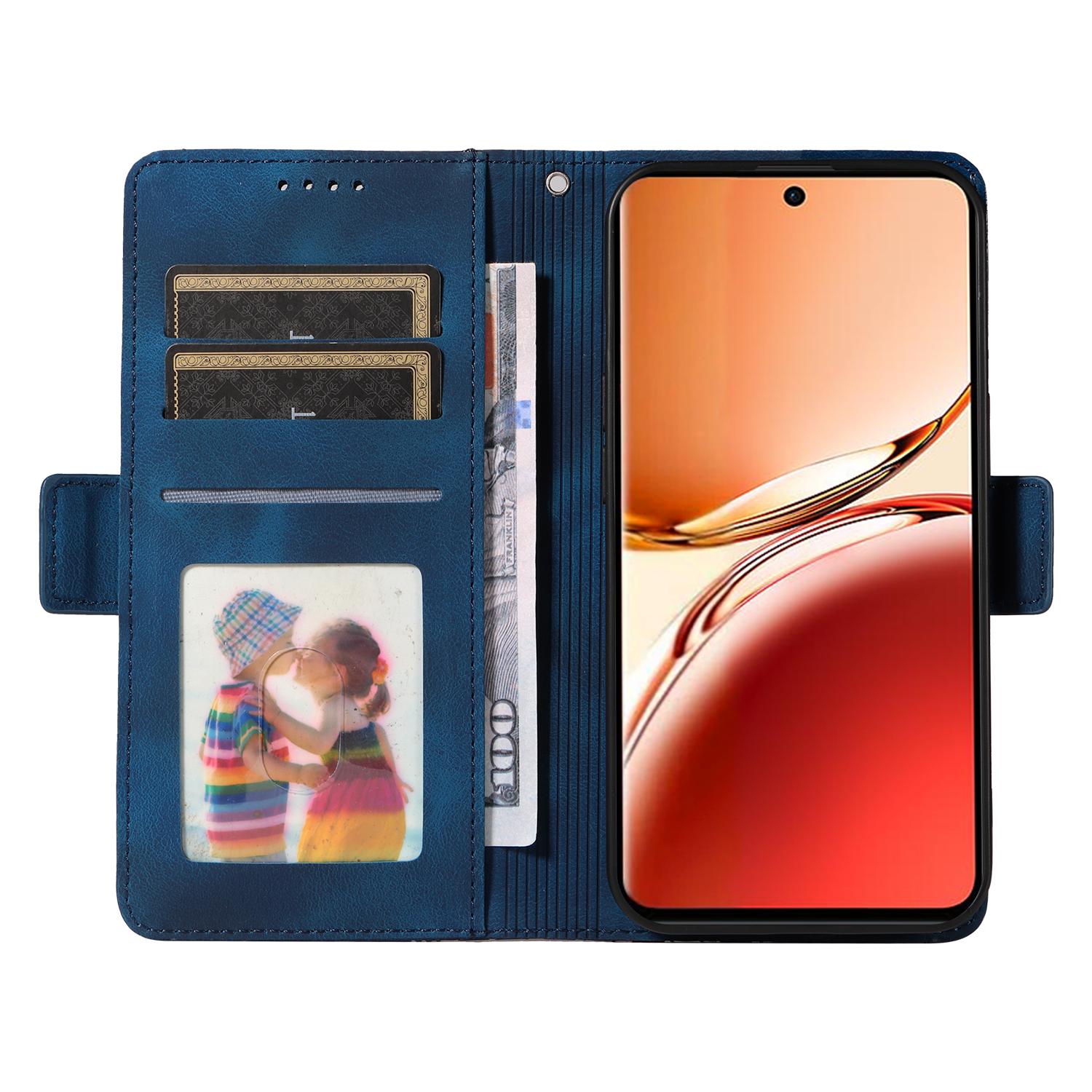 

For Oppo Reno12 F 5G Case Rhombus Starry Folio Flip Phone Leather Cover Blue