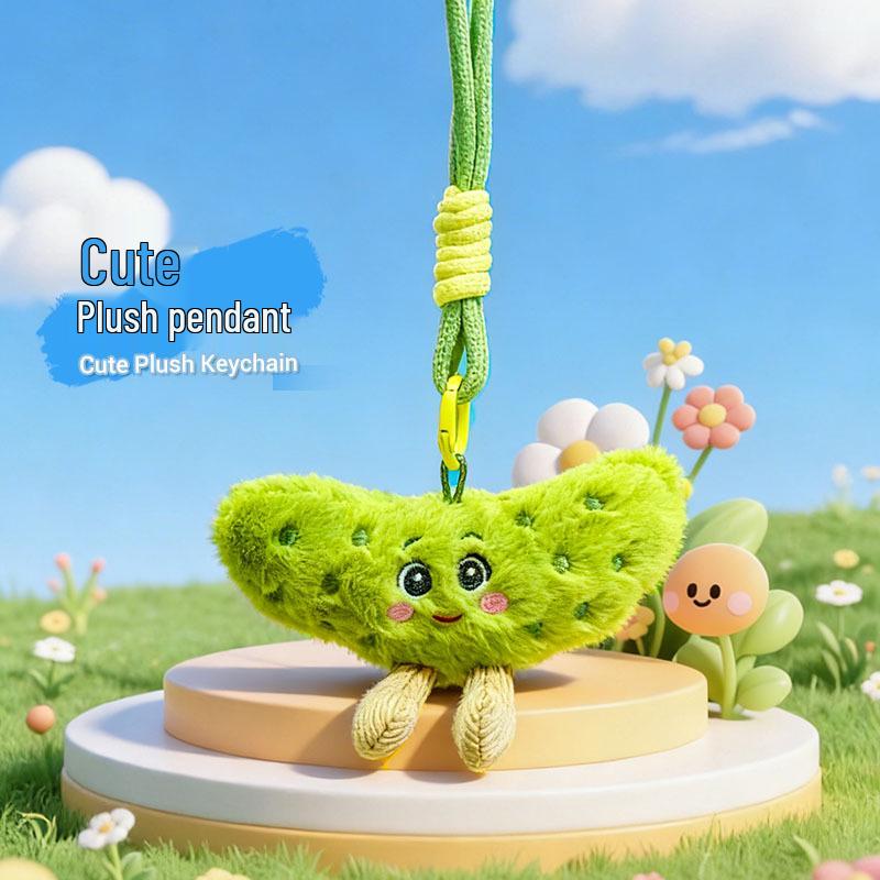 Creative Cucumber Plush Keychain - Cute Gift for Kids' Backpacks