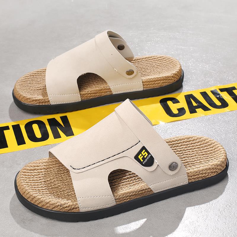 

Sandals men s 2025 new summer casual non-slip wear-resistant woven men s large size driving dual-purpose Birkenstock one-word drag 48