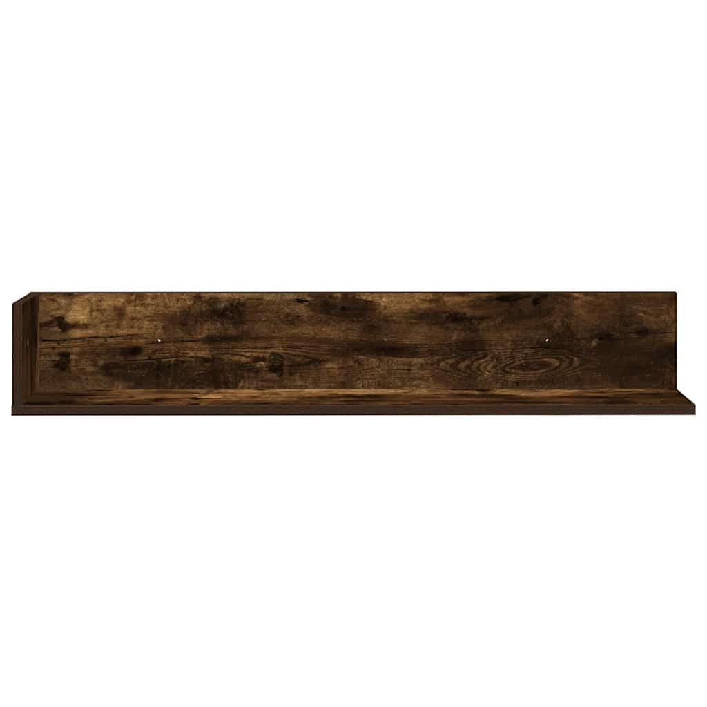 Wall Shelves 2 Pcs Smoked Oak 100 X 16.5 X 16.5 Cm Engineered Wood