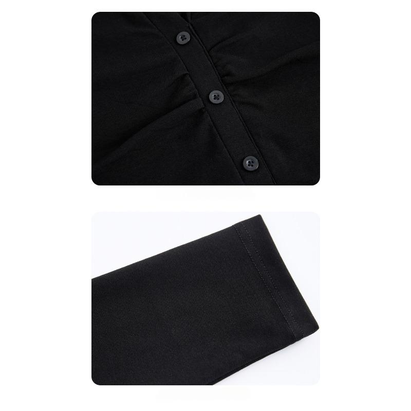 Autumn Women's Solid Colour Cardigan Button Lapel Long Sleeve Polo Shirt