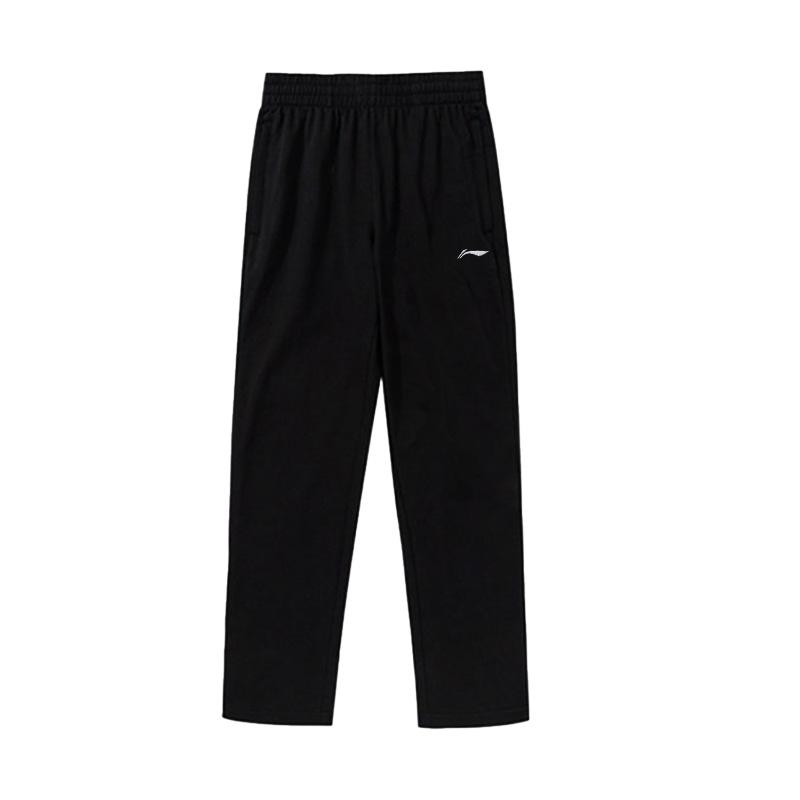Li-Ning Solid Color Logo Fleece Lined Straight Leg Casual Pants Men bottoms AKLVH23-1