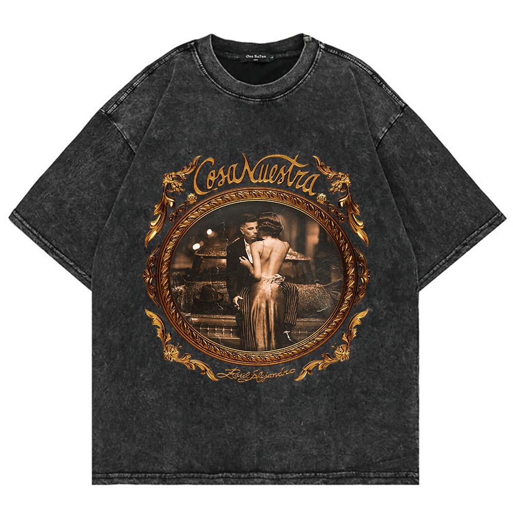 Cotton Tee Shirt Rauw Alejandro Coca Nuestra Tour 2025 TShirts Vintage Retro Men/women TShirt Oversize Mineral Wash Tops