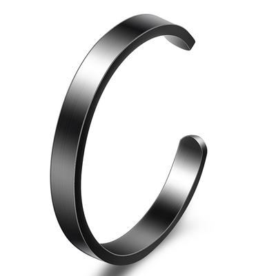Prosta Otwierana Bransoletka Męska i Damska ze Stali Tytanowej w Trzech Kolorach w Kształcie Litery C 8mm