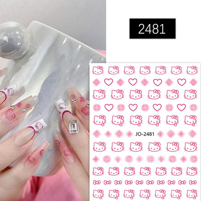 

Каваї Наклейки на нігті Hello Kitty Аніме Sanrio Кіт Kt Декор для манікюру DIY Наклейки для манікюру