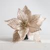 Velvet Fabric Artificial Poinsettia Flower Sequins Christmas Tree Magnolia  New Year Gift
