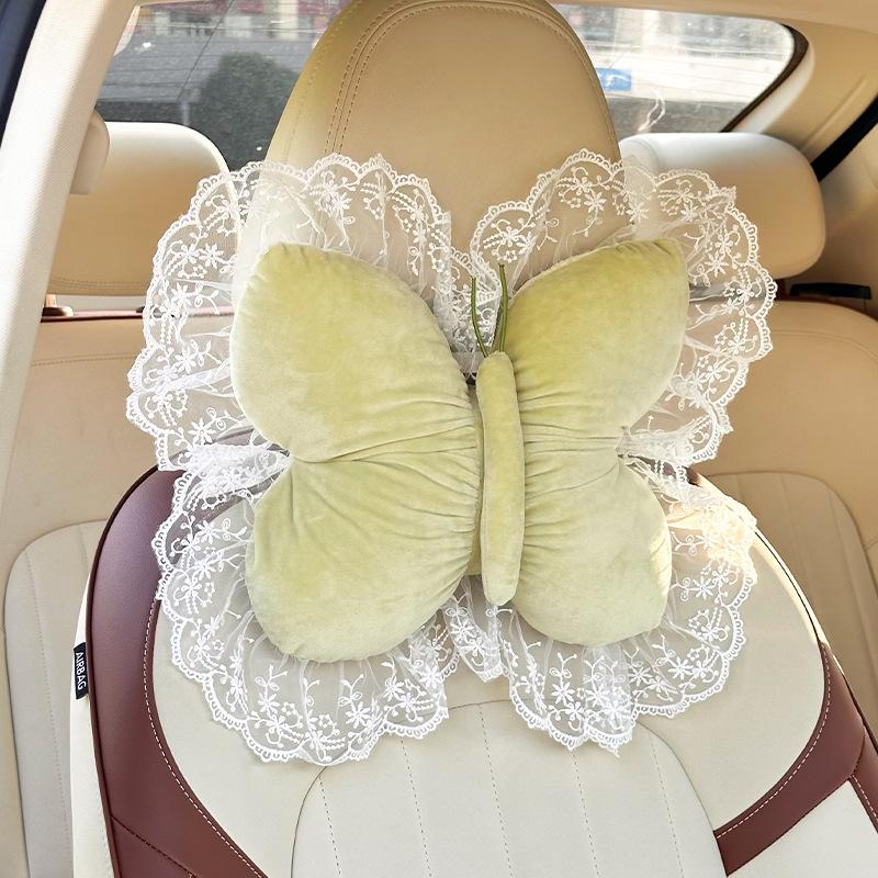 Creative Bow Lace Car Headrest New Product Car Pillow Neck Pillow Plush Car Soft and Comfortable Pillow