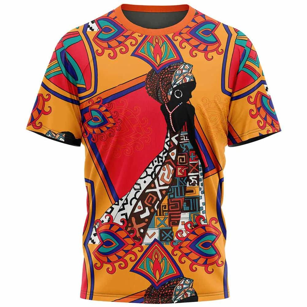 Herrars dashiki 3D-tryckt O-hals kortärmad t-shirt, tribal etnisk streetwear Casual Oversized Tees mode