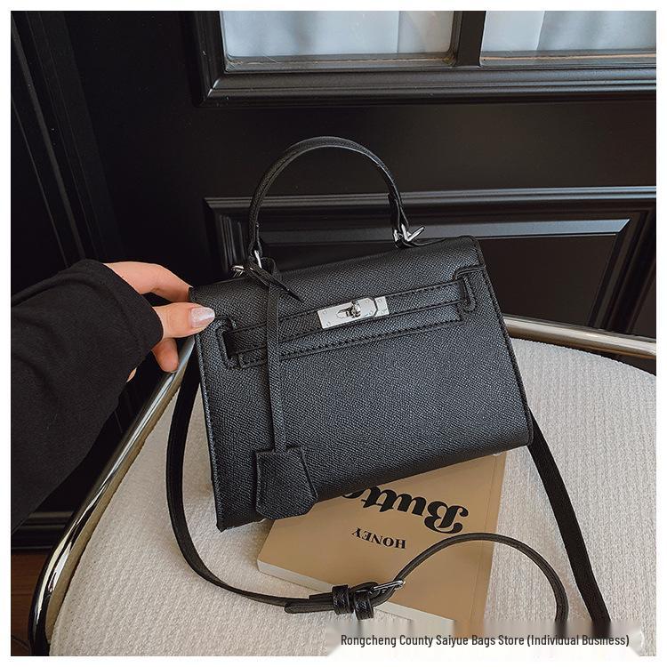 Women's Versatile Lychee Pattern Kelly Bag - Fashionable Large-Capacity Shoulder and Crossbody Handbag