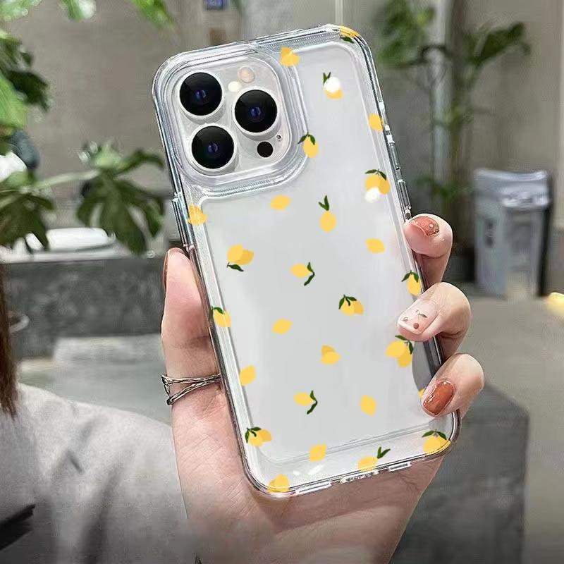 Summer Lemon Fresh Clear Phone Case for iPhone 17 16 15 14 13 12 11 Series Pro Max Plus Double Layer Protection