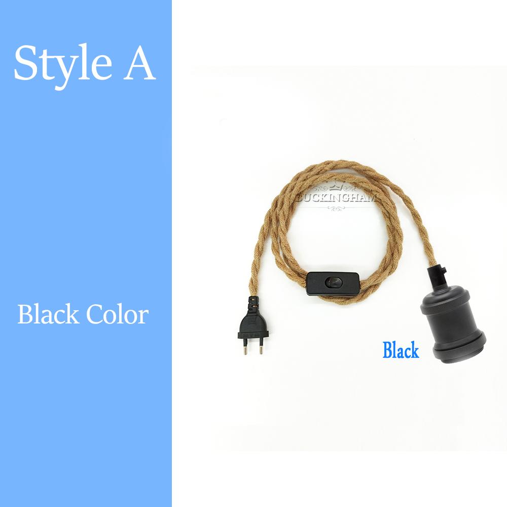 

Вилка европейского стандарта, шнур питания 2 м 3 м, подвесной светильник, кабели из пеньковой веревки, держатель лампы E27 с проводом ВКЛ-ВЫКЛ, патрон для лампы Эдисона 2 Meters Cord