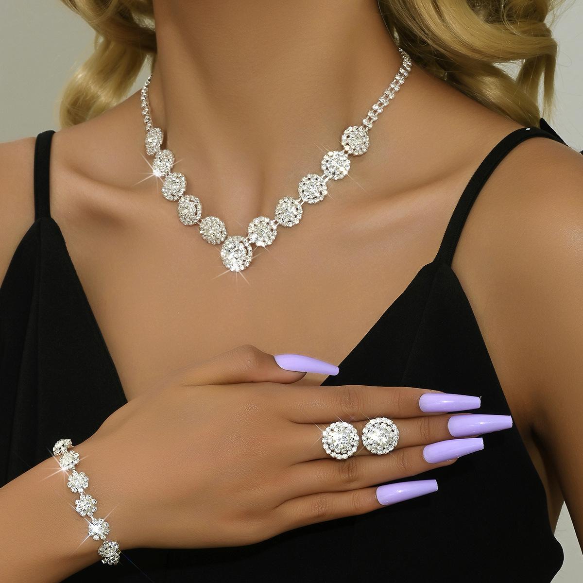 

Интернет-магазин популярных ювелирных изделий, роскошные женские украшения для свадебной вечеринки, круглое ожерелье, серьги-гвоздики из трех предметов