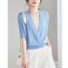 Cardigan Tricoté Évidé à Col en V pour Femme Srcr
