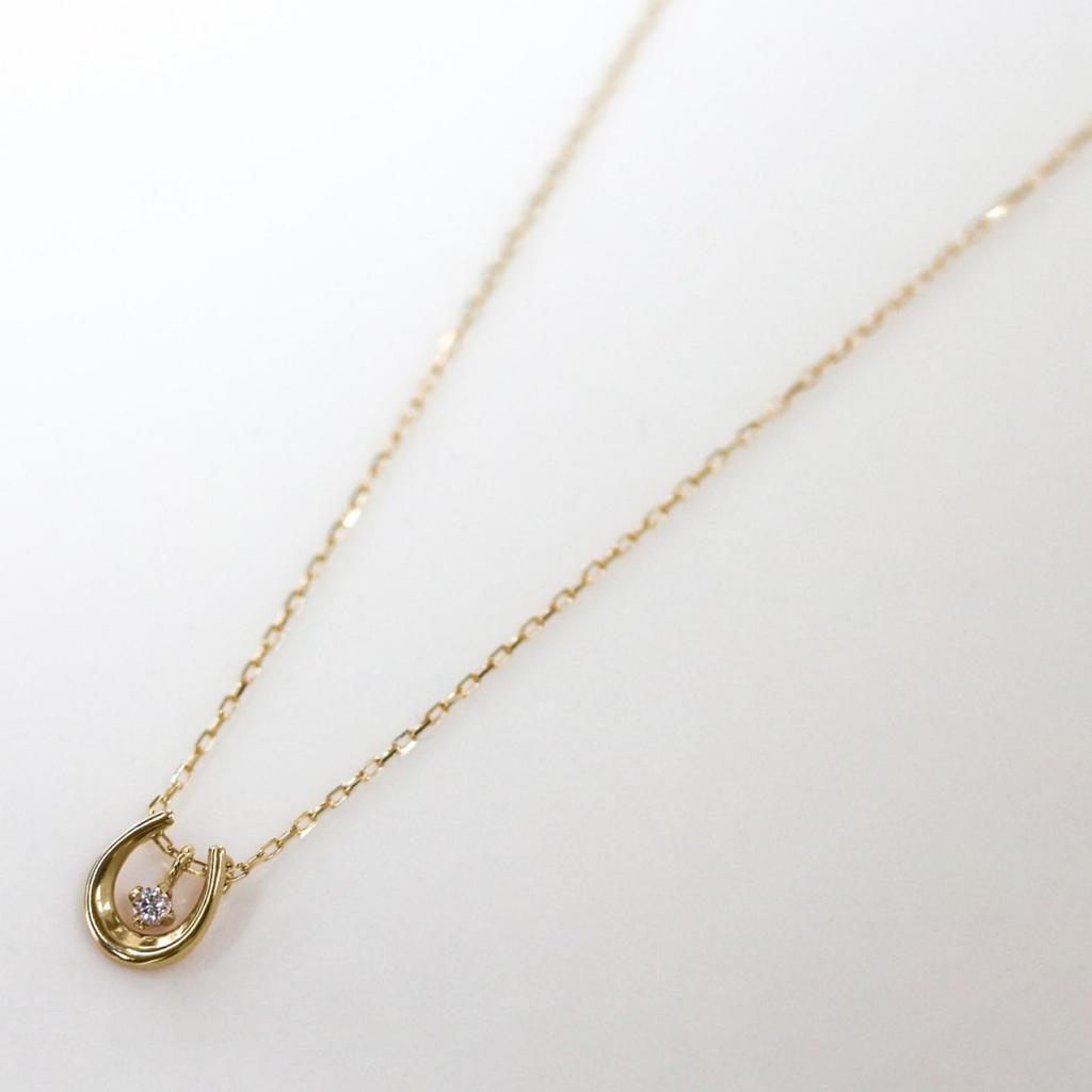 Diamond K10YG Horseshoe Necklace for Women [cui-cui]