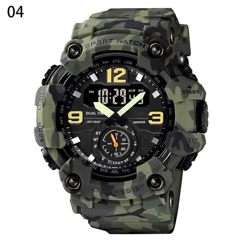 Cool Outdoor Shockproof Plastic Men's Watch Large Dial Sports Pin Buckle Digital Display Synchronous Machine Electronic Watch